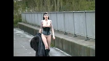 Goth Babe in Furry Coat Pisses Outdoors 2